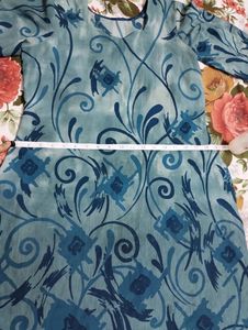 Modern Printed Blue Full Suit Set