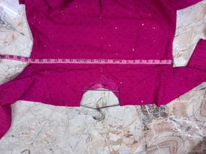 Purple Pink Embroidered Kurta Combo Set