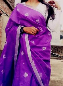 Elegant Purple Saree with white blouse