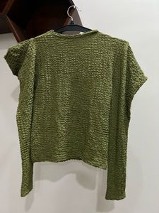 Zara Olive Green Textured Top