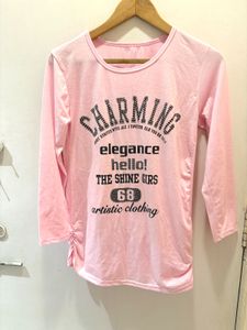 Pink "Charming" Long Sleeve Tee