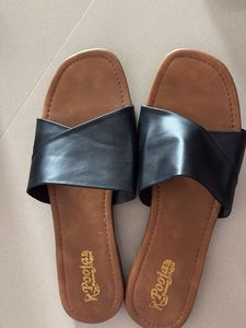 Black Cross Strap Slides