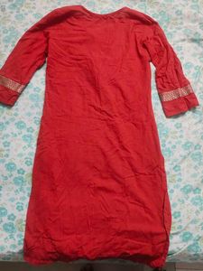 Orange  Embroidered Kurta