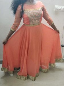 Coral Embellished Maxi Dress