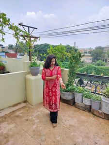 Red Chickenkari Kurti