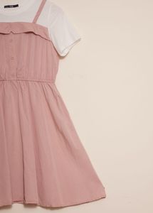 Pink Button-Front Dress