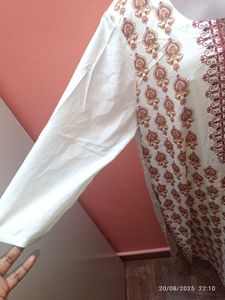 Xxl Branded Elegant White Printed Kurta