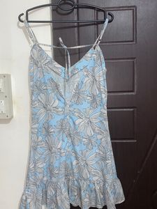 Blue Floral Short Dress