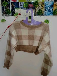 Beige Checkered Sweater