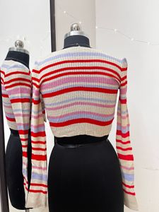 Front Tie-up Ribbed Top