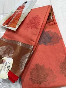 Peach Cotton Saree