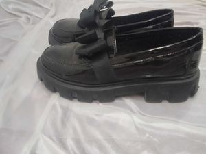 Black Loafers with Bow Detail