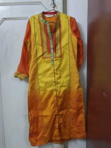 Biba Yellow Orange Festive Kurta_ Brand New