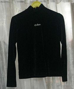Velvet Black Half Turtle Neck Shirt