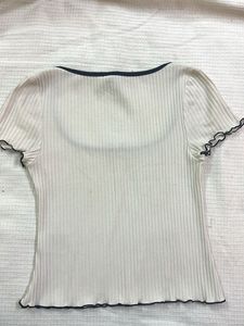 Ribbed Top with Bow Detail