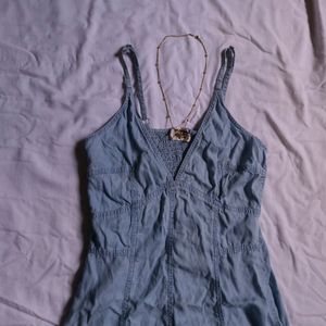 Y2k Denim European Vintage Pinterest Blue Dress