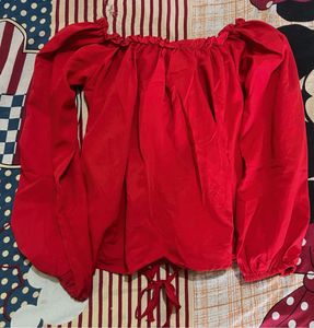 RED CORSET OFF SHOULDER TOP