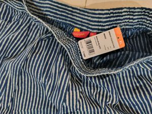 Morpankh Soft Cotton XL Blue Striped Palazzo Pants
