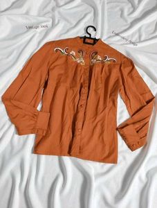 🇰🇷 Korean Embroidery Button Up Blouse Top