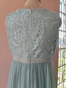 Mint Green Lace Chiffon Maxi Dress