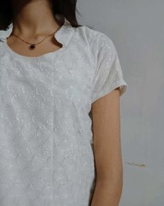 White Paisley Print Top