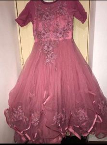 Elegant Pink Embroidered Gown