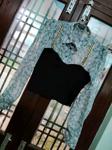 Floral Sheer Top with Chain Detail