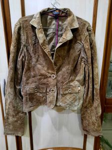 Brown Corduroy Cropped Jacket