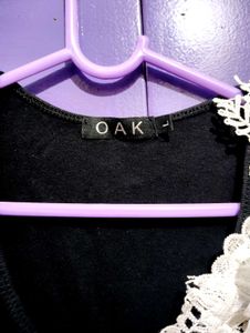 OAK Black Tank Top with Floral Lace