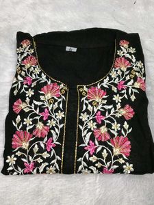 New🔥 Embroidery Black Kurtaset