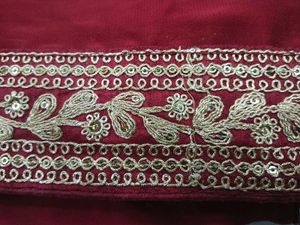 Elegant Red Saree with Lace Work