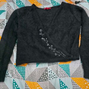 Elegant Black Cardigan over Top