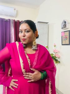 Hot Pink Anarkali With Gotta Patti