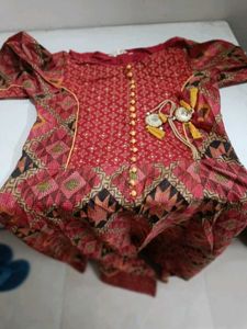Red Printed Kurta