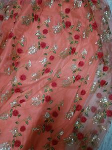 Floral Peach Long Gown Of size L