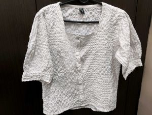 cute pinterestry korean style white top 💮✨