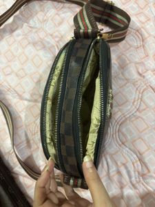 2 Set Of Sling Bags - Brown Patterned Crossbody Ba
