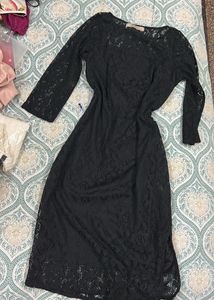 Black Lace Midi Dress