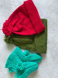 Baby Knitted Hats & socks Combo