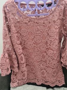 FigLace Round-Neck Top with Slip