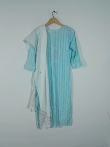 Light Blue Embroidered Kurta &amp; Duppata (Women&#39;s)