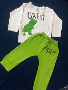 Baby Boy White and green Cord Set