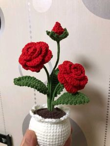 Crochet Rose Flowers With Pot