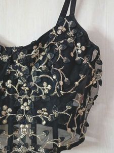 Embroidered Black Blouse | Party Top