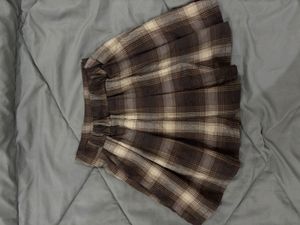 Brown Plaid Pleated Mini Skirt