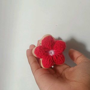 Red Flower Hair Claw Clip handmade crochet