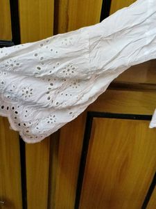 White Crop Top With Full Hand Sleeves
