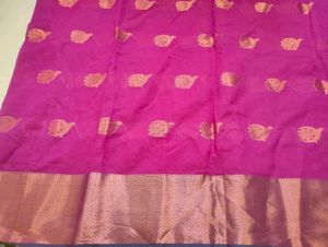 Purple, Green &amp; Gold Kora Saree