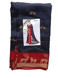 Dola Silk Softy Crush Saree | Black &amp; Red Traditio