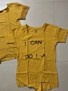 Yellow Graphic Print Tees